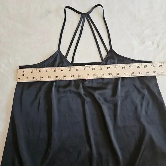 No Boundaries Women Strappy Satin Tank Top Sz L Black Flowy Soft - Picture 9 of 10